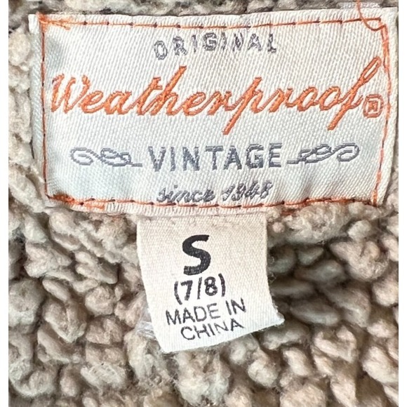 Weatherproof Vintage Boys Flannel Jacket Sherpa Small 7/8 Lined Green Plaid - Picture 9 of 10